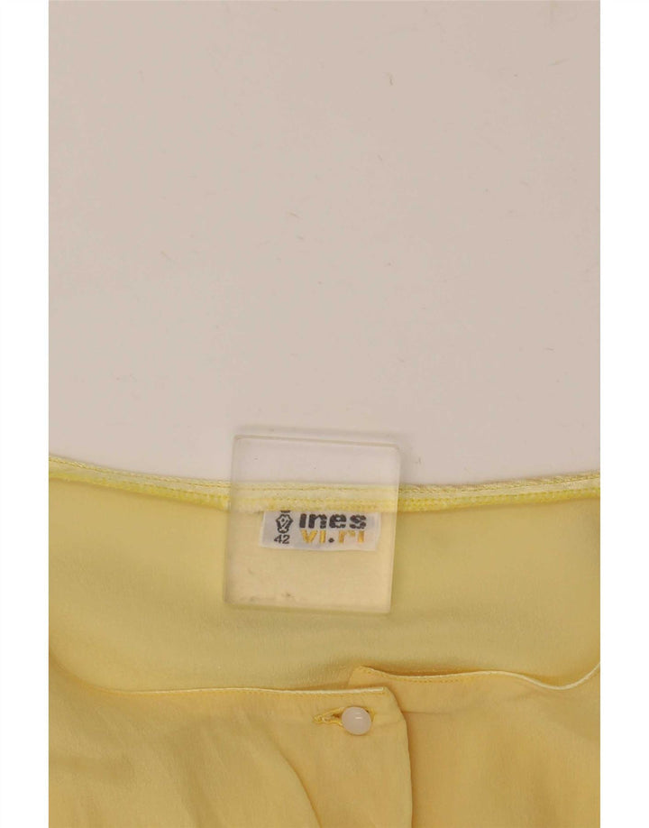 Ines Womens Shirt Blouse IT 42 Medium Yellow Floral