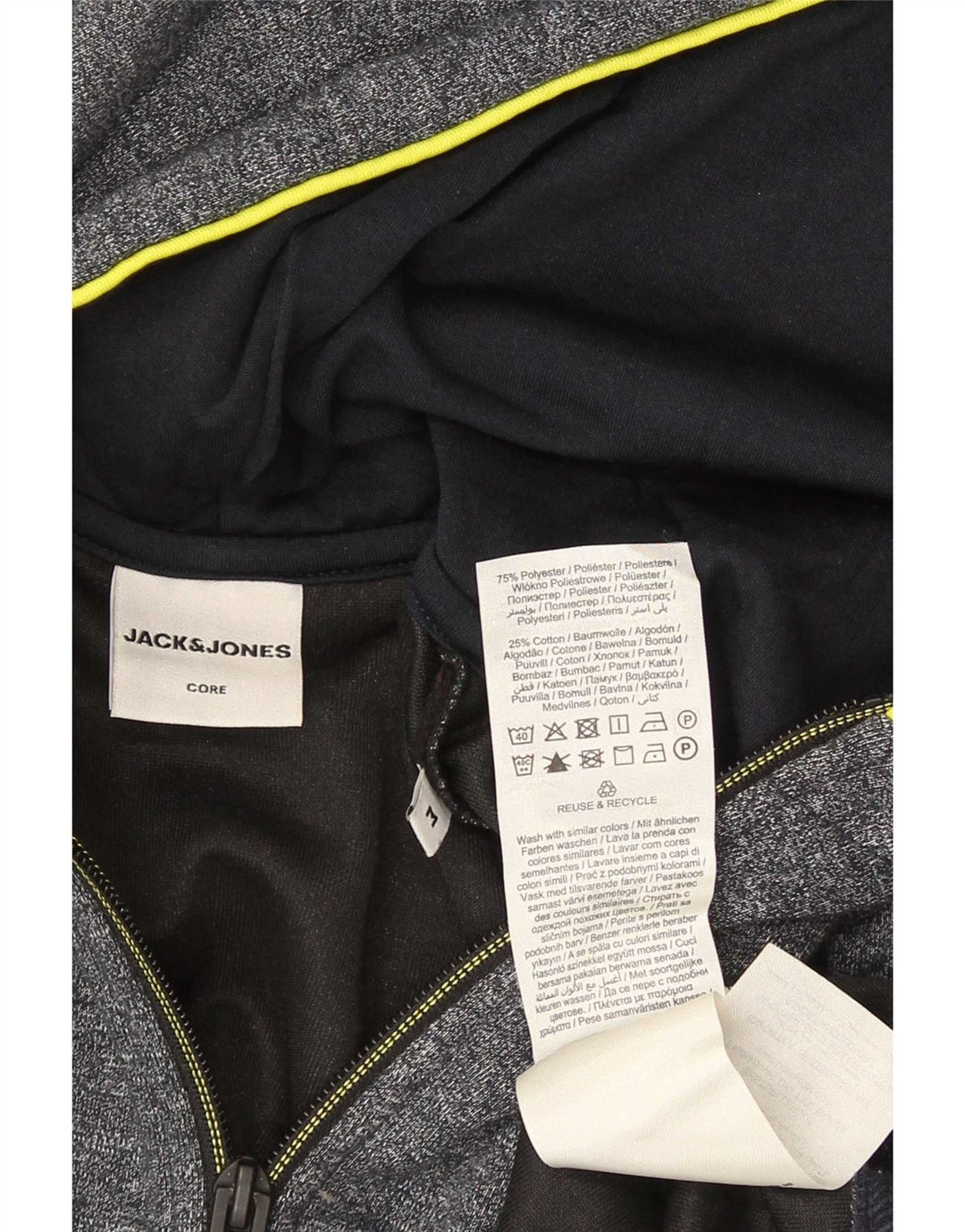 Jack & Jones Pull à Capuche Zippé Homme Gris Moyen Moucheté Coton