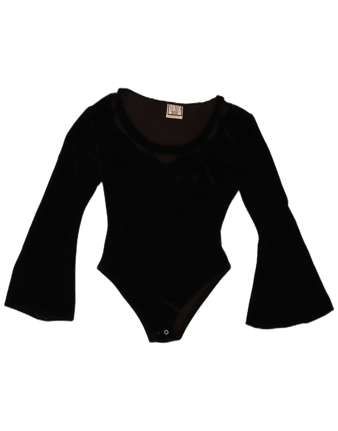 VINTAGE Womens Velvet Body UK 8 Petit Acrylique Noir