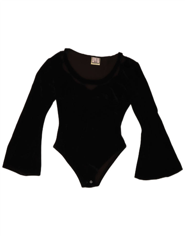 VINTAGE Womens Velvet Body UK 8 Petit Acrylique Noir