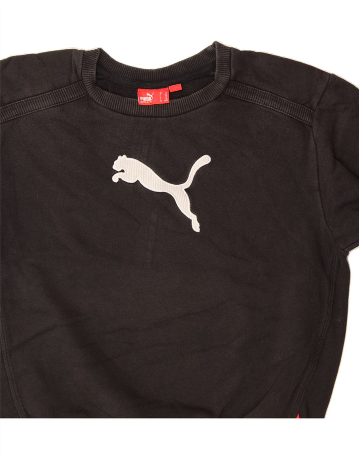 PUMA Girls Graphic Sweatshirt Jumper 9-10 Years Medium Black Cotton Vintage Puma and Second-Hand Puma from Messina Hembry 