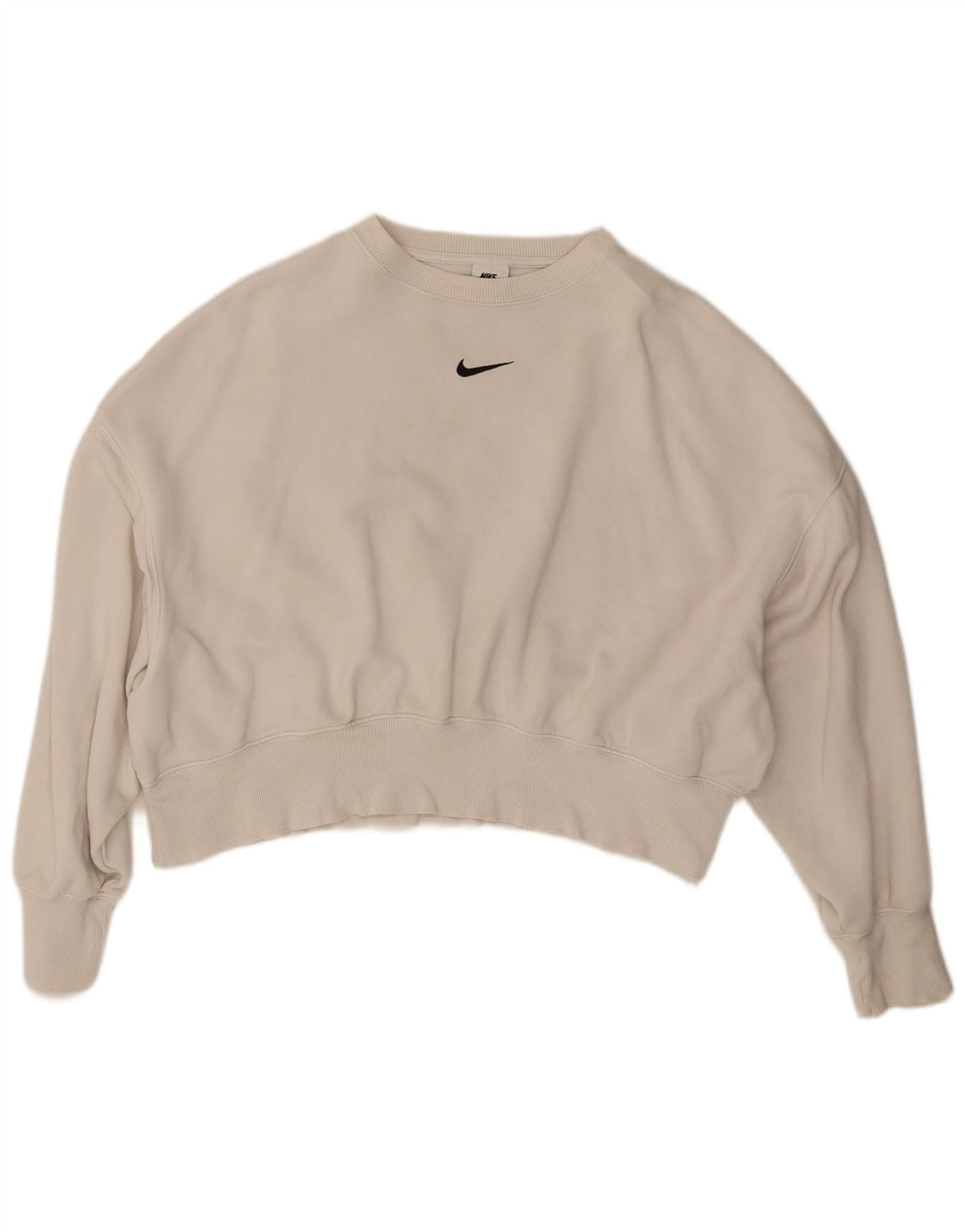 Nike Sweat-shirt court surdimensionné pour femme UK 14 en coton blanc cassé moyen