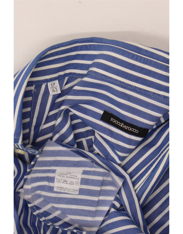 ROCCOBAROCCO Chemise Homme Taille 43 17 XL Coton Rayé Bleu