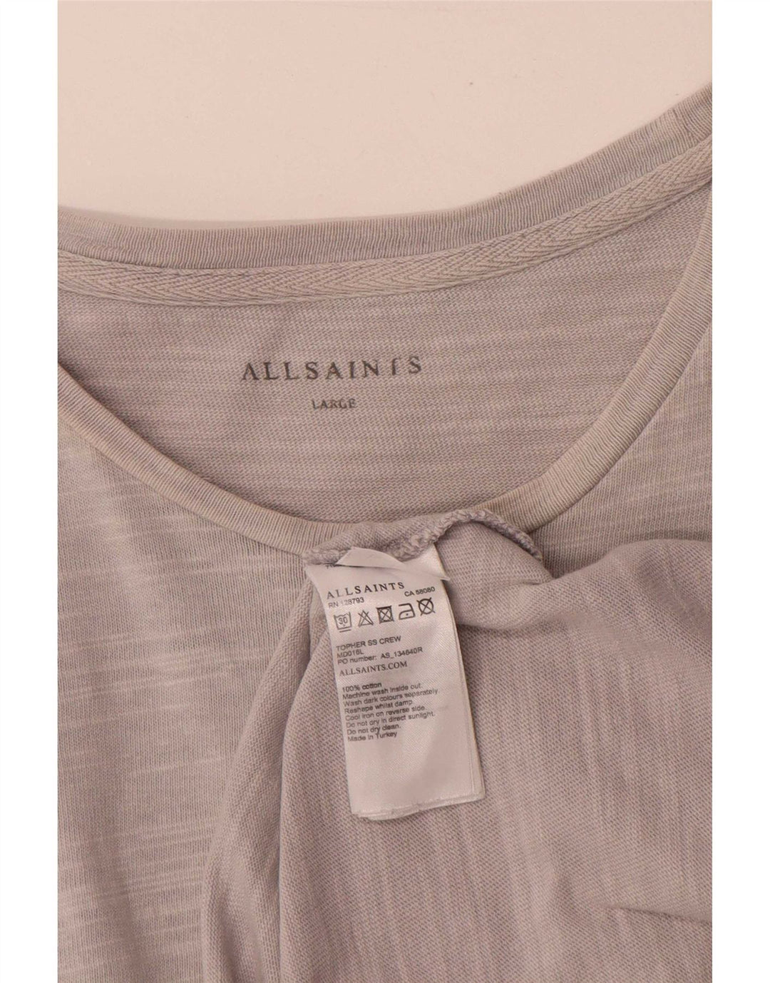 All Saints T-Shirt Homme Haut Large Gris Moucheté Coton