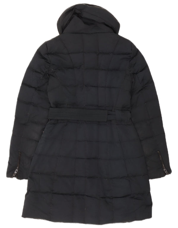 Zara Manteau matelassé à capuche pour femme UK 10 Small Bleu marine