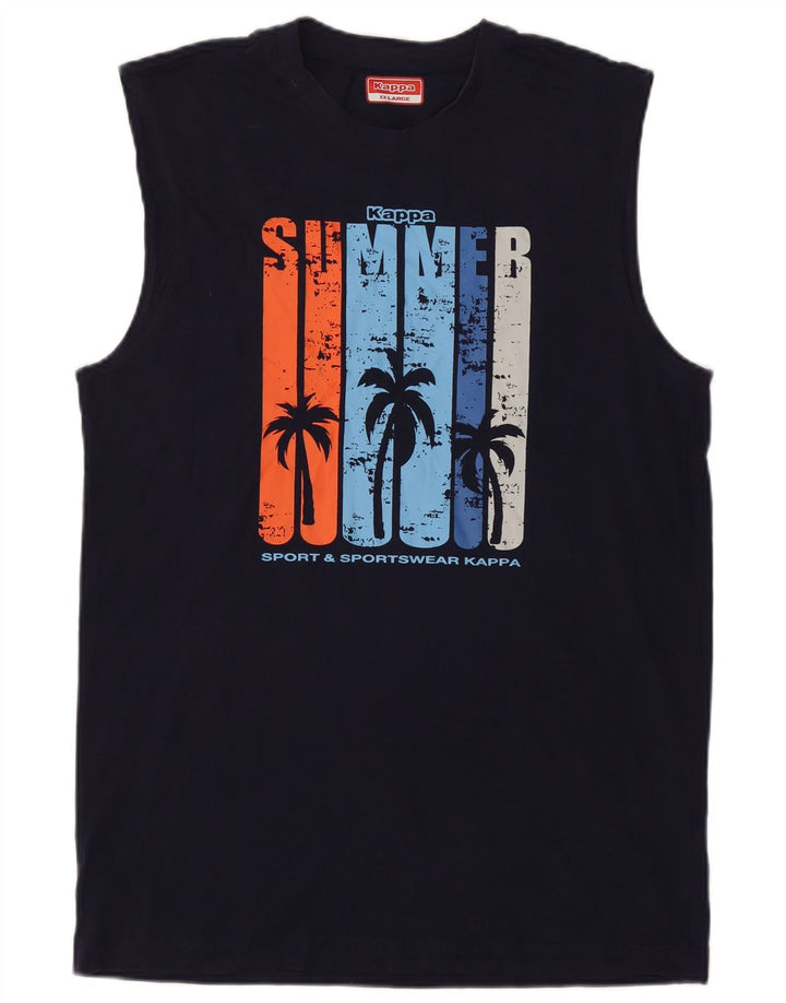 Kappa Débardeur Graphique Homme 2XL Bleu Marine Coton