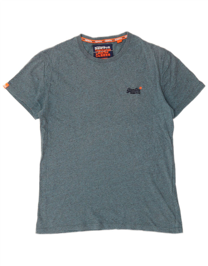 Superdry Homme T-Shirt Top Large Bleu Moucheté
