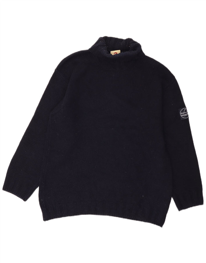 Murphy & Nye Pull col roulé pour homme en laine bleu marine Taille L