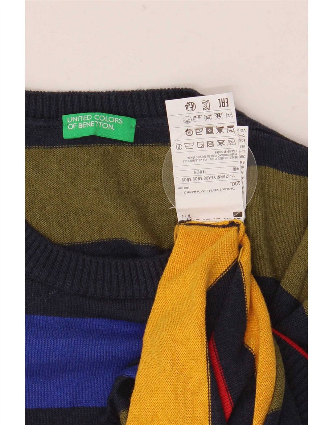 Benetton Pull à col rond pour garçon 11-12 ans 2XL Multicolore