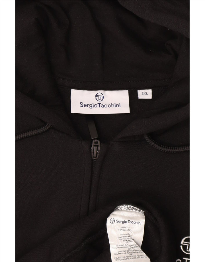 Sergio Tacchini Pull à capuche zippé pour homme 2XL en coton noir