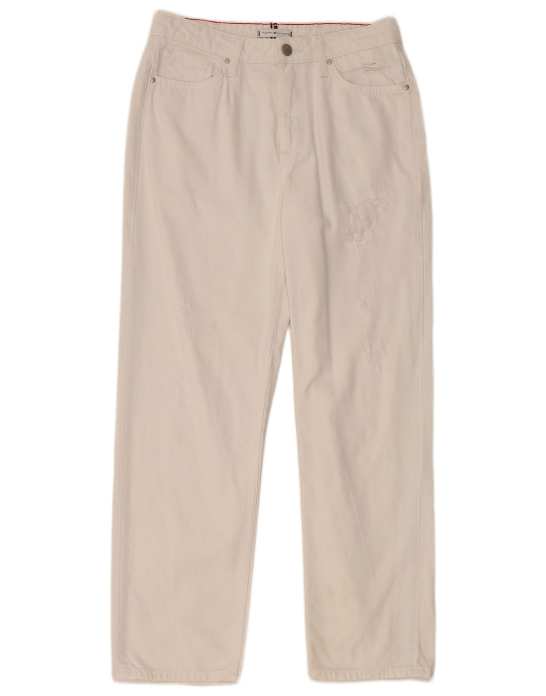 TOMMY HILFIGER Jean droit vieilli femme W29 L28 coton blanc
