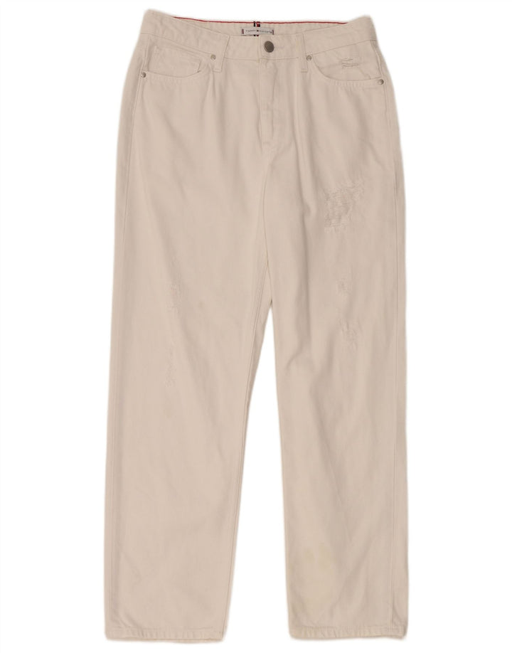 TOMMY HILFIGER Jean droit vieilli femme W29 L28 coton blanc