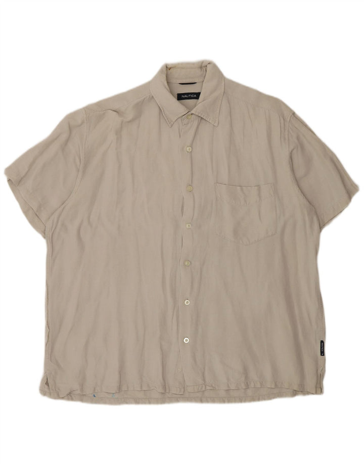 Nautica Chemise à manches courtes pour homme en lin gris grand