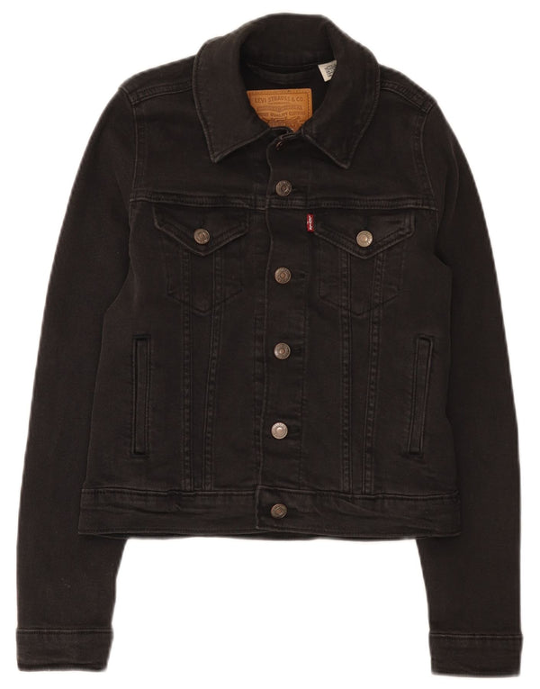 Levi's Veste en Jean Crop Femme UK 2 2XS Coton Noir