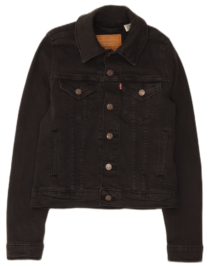 Levi's Veste en Jean Crop Femme UK 2 2XS Coton Noir