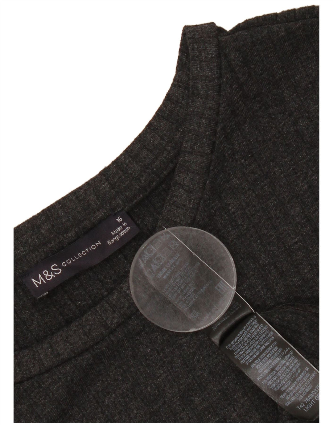 Marks & Spencer Robe longue à manches longues pour femme UK 16 Large Gris Polyester