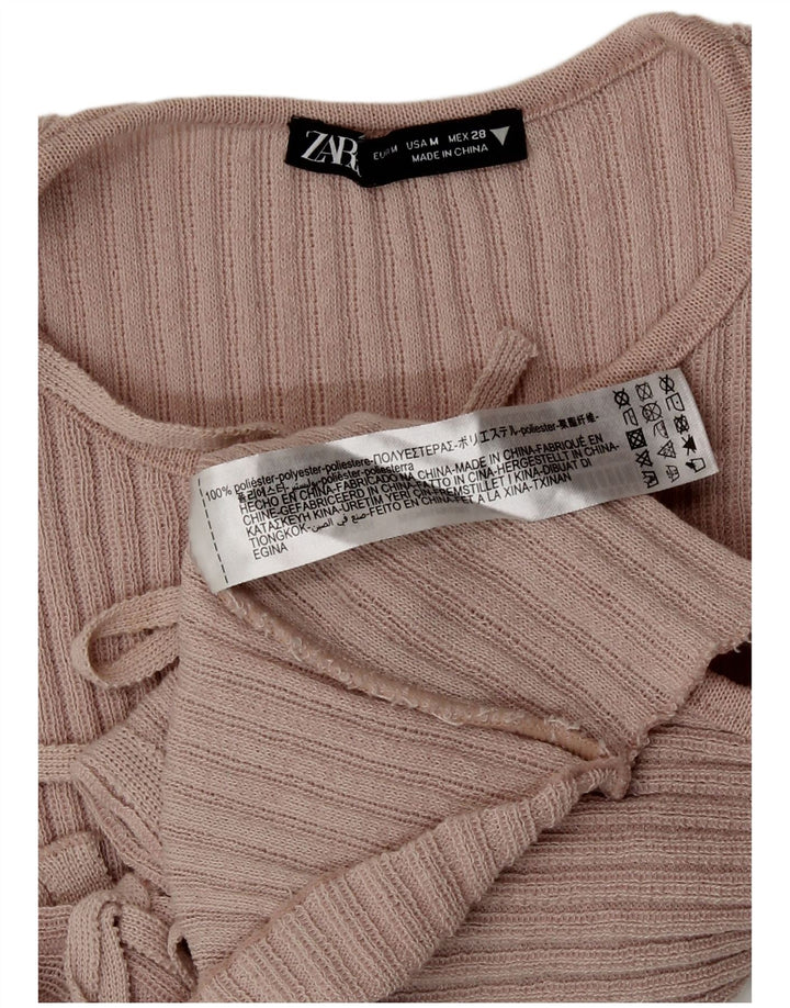 Zara Chemisier court sans manches pour femme UK 12 Rose moyen Polyester