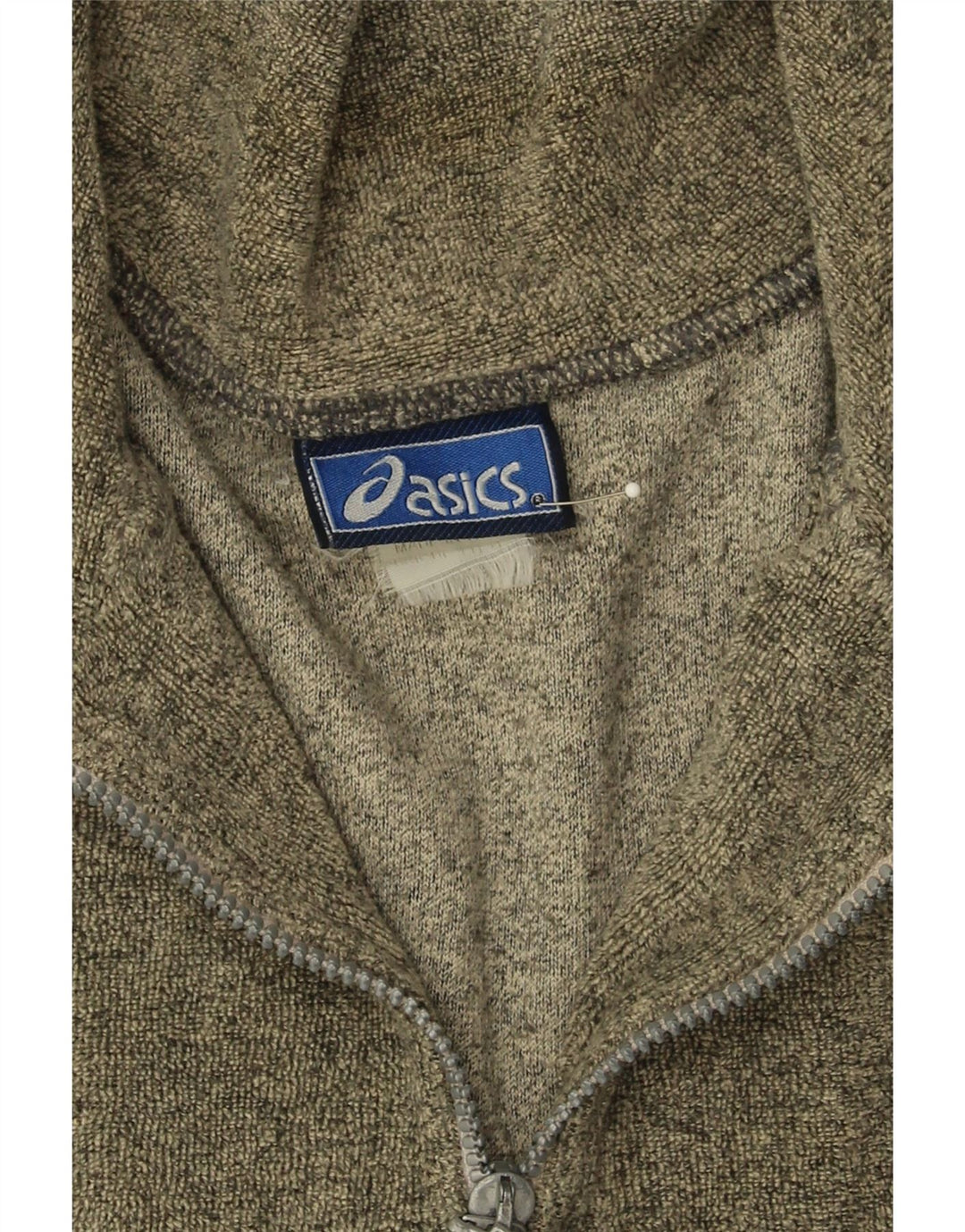 ASICS Mens Zip Neck Sweatshirt Jumper XL Grey Cotton Vintage Asics and Second-Hand Asics from Messina Hembry 