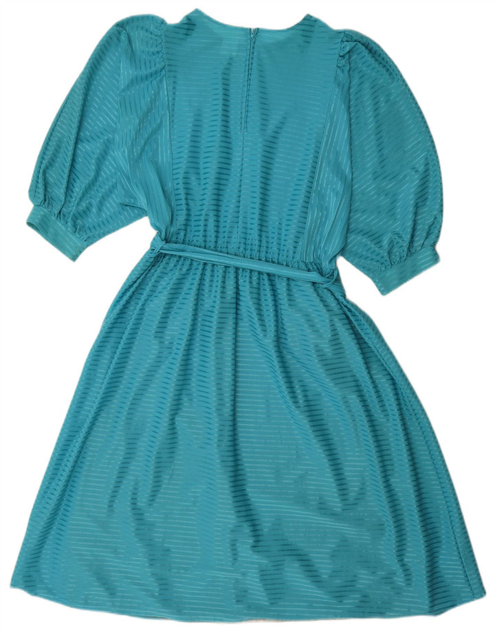 vintage Femme Robe A-Line EU 38 Polyester Rayé Bleu Moyen