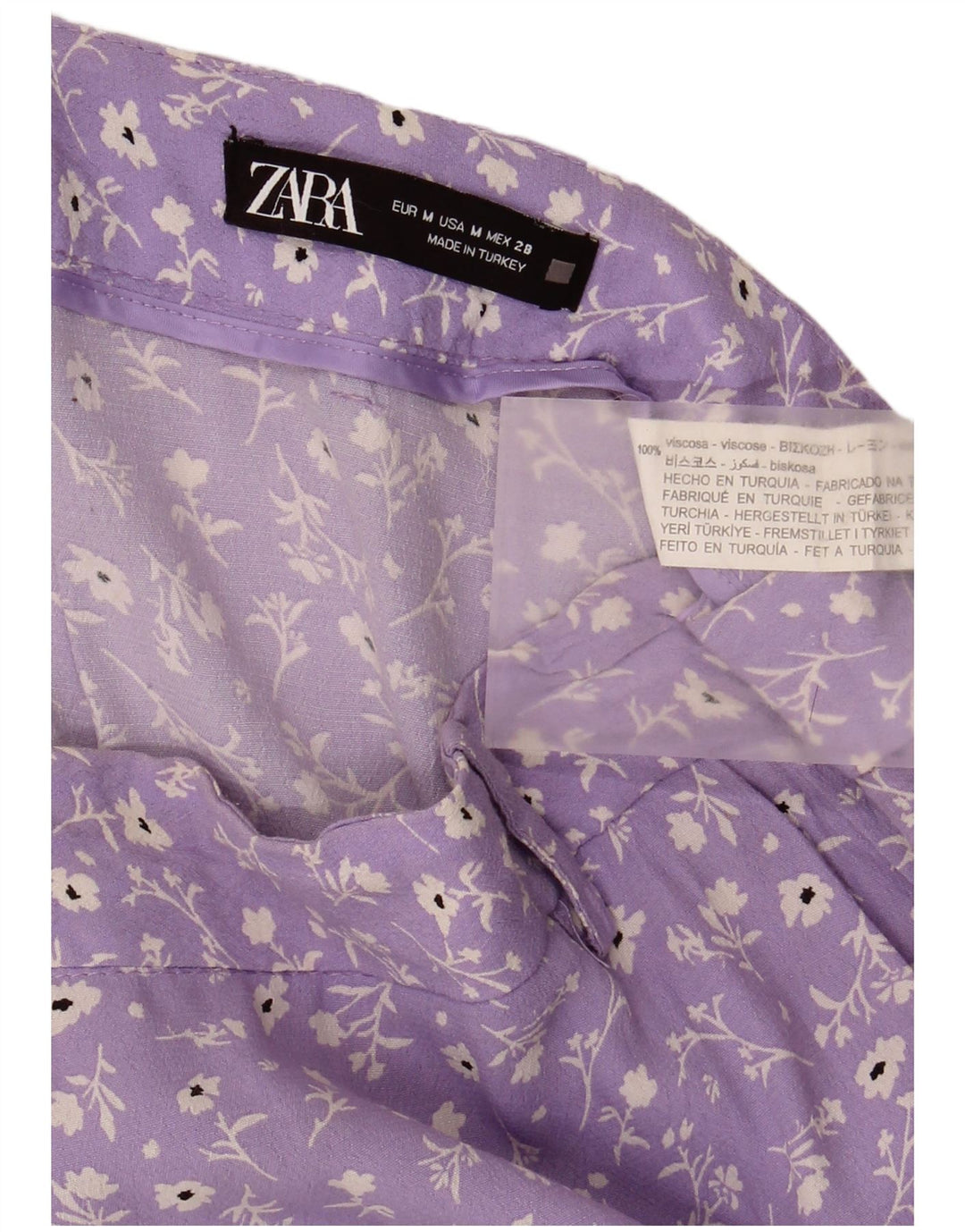 Zara Femme Mini Jupe Medium W28 Violet Floral Viscose