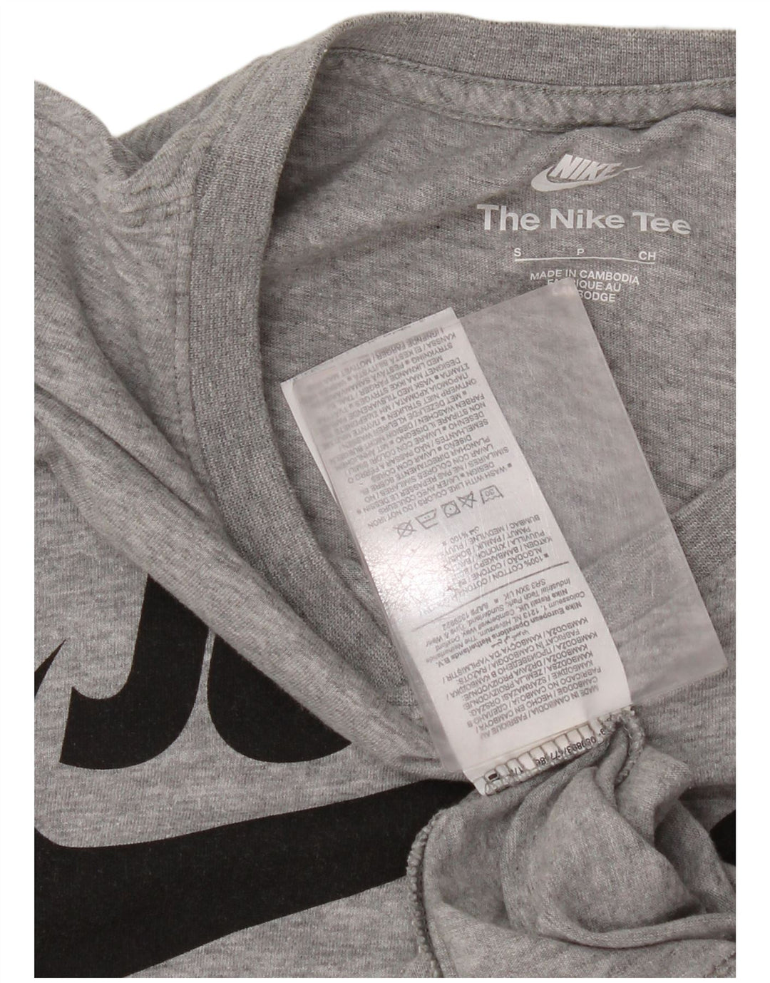 Nike Mens Graphic T-Shirt Top Petit Gris Moucheté Coton