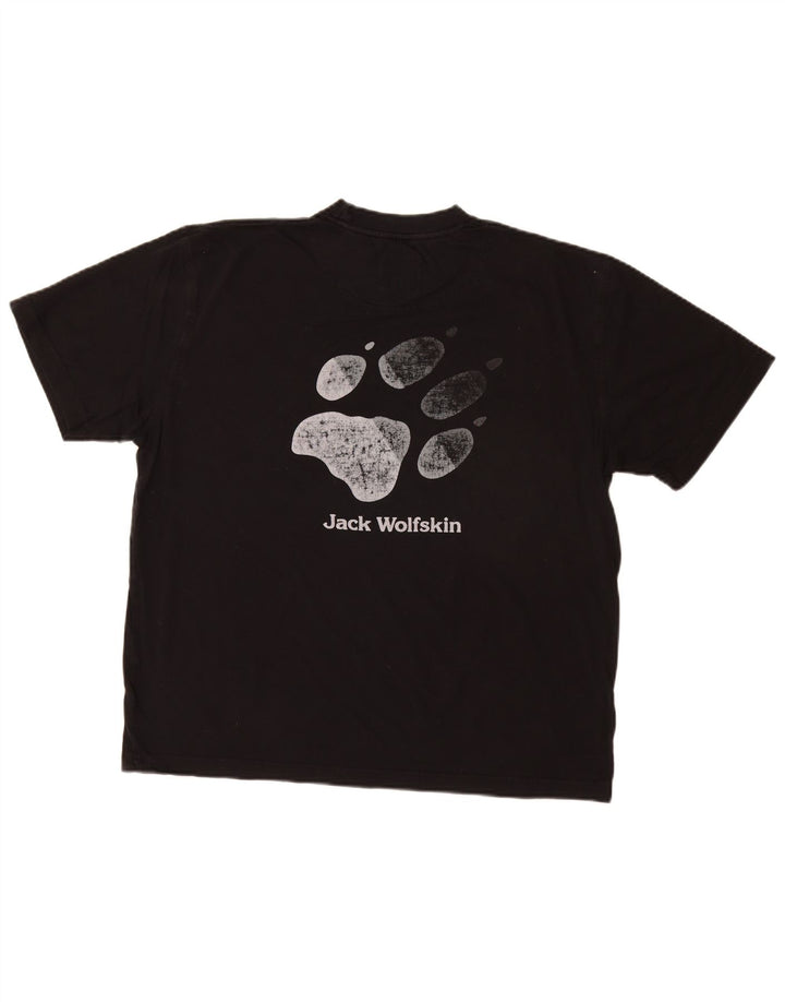 JACK WOLFSKIN T-Shirt graphique pour hommes, grand, en coton noir