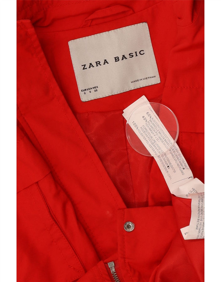 Zara Veste Militaire Femme UK 10 Petit Coton Rouge
