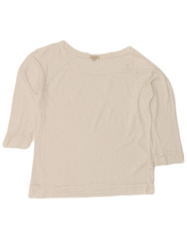 Jigsaw Haut pour Femme Manches 3/4 UK 10 Petit Lin Blanc