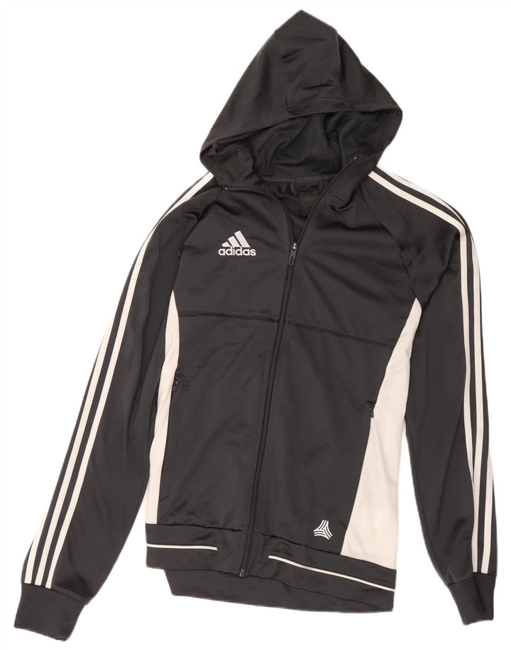 Adidas Pull à capuche zippé pour homme Petit polyester color block gris