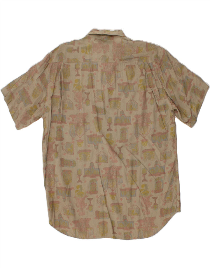 INGRAM Mens Abstract Pattern Short Sleeve Shirt Size 15 3/4 40 Medium Grey Vintage Ingram and Second-Hand Ingram from Messina Hembry 