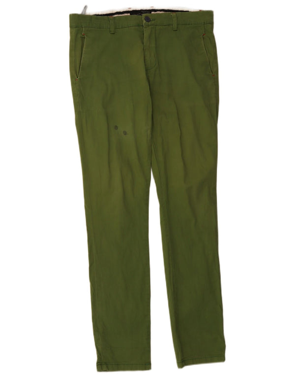 Zara Mens Slim Fit Chino Trousers EU 40 Medium W34 L34 Green