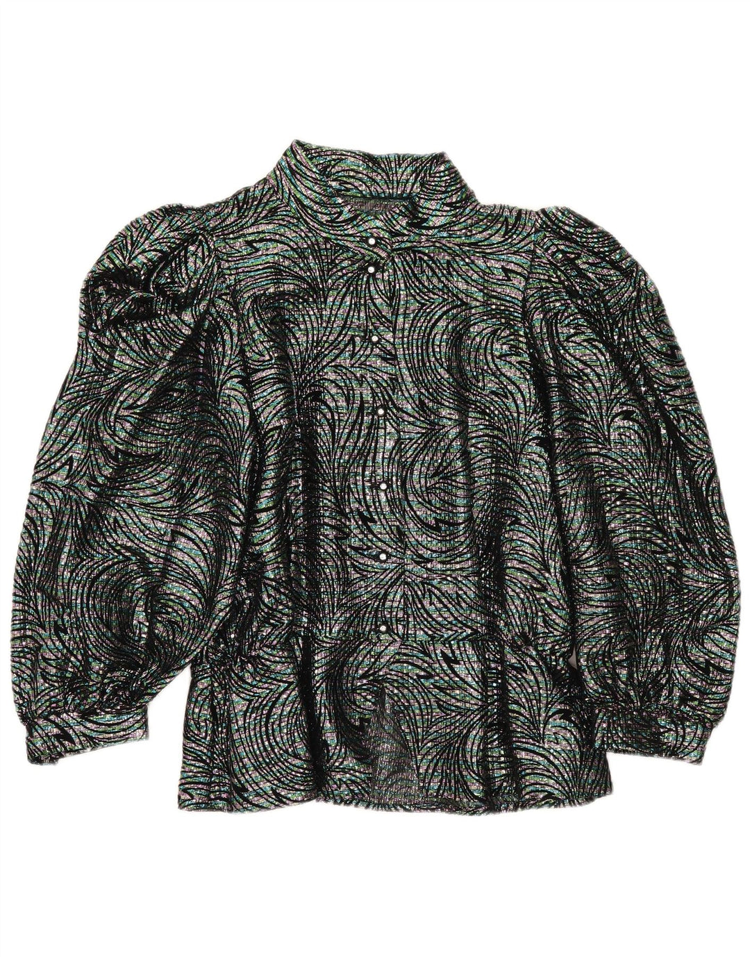 vintage Femme Chemise Blouse IT 42 Moyen Multicolore Géométrique
