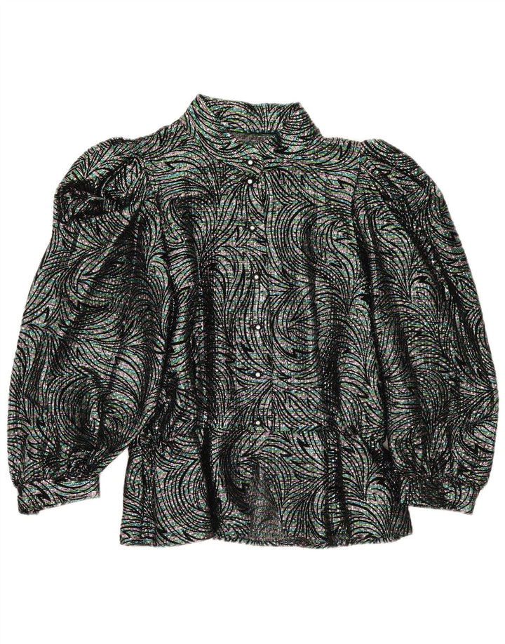 vintage Femme Chemise Blouse IT 42 Moyen Multicolore Géométrique