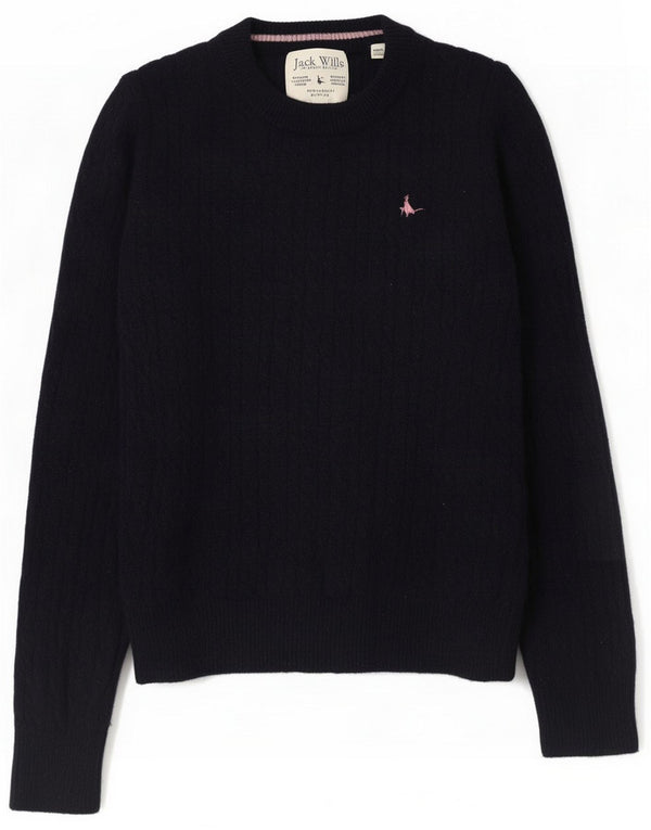 Jack Wills Pull à col rond pour femme UK 10 Small Navy Blue