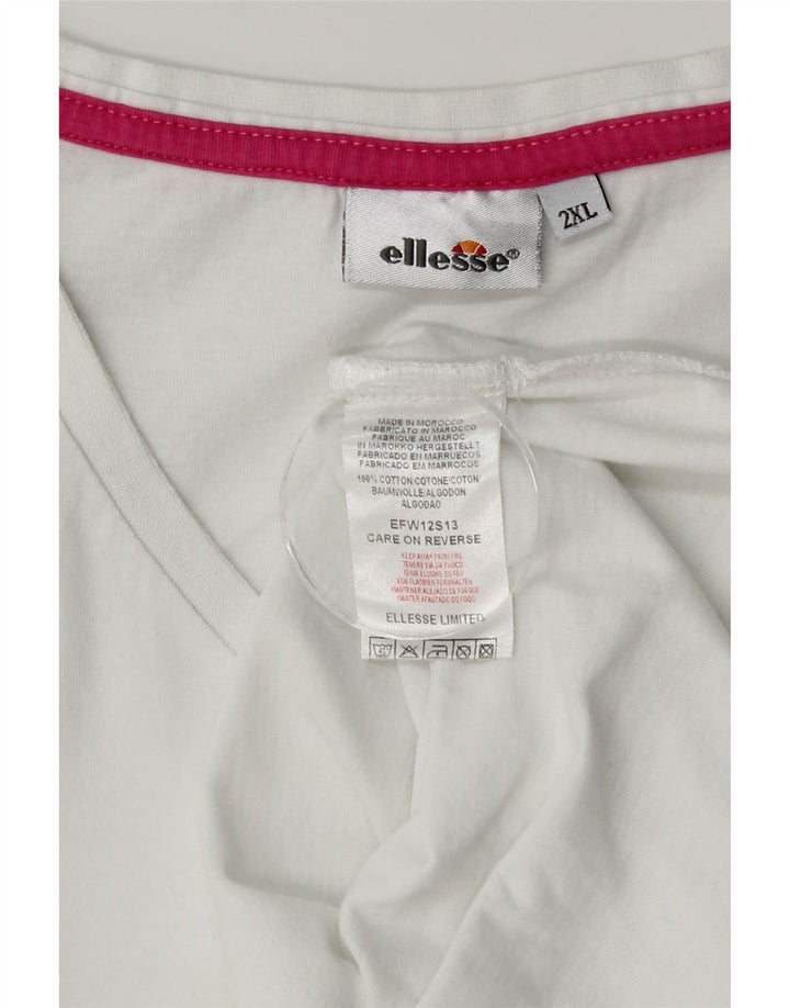 Ellesse T-shirt graphique pour femme UK 20 2XL Blanc Coton