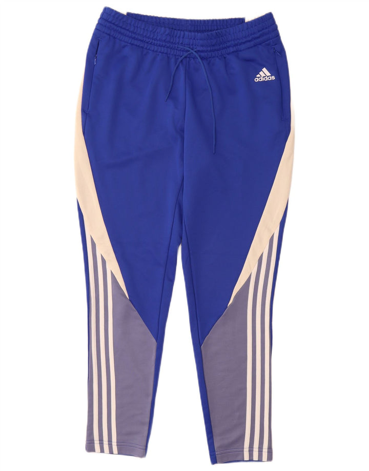Adidas Pantalon de survêtement pour femme UK 12/14 Bleu moyen Colourblock Polyester