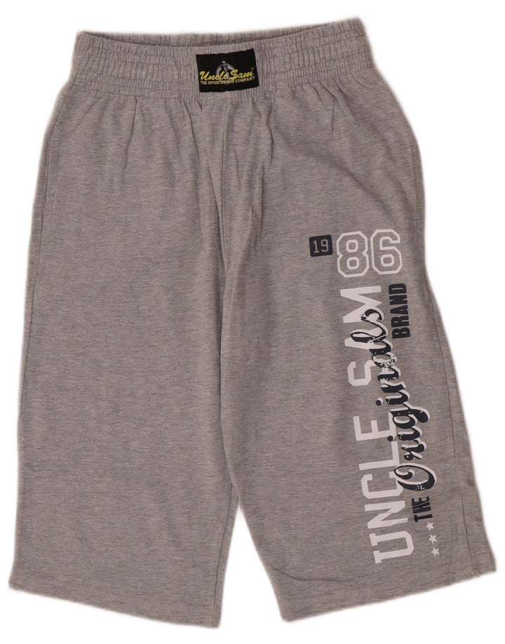 Uncle Sam Bermuda de sport graphique pour homme en coton gris moyen