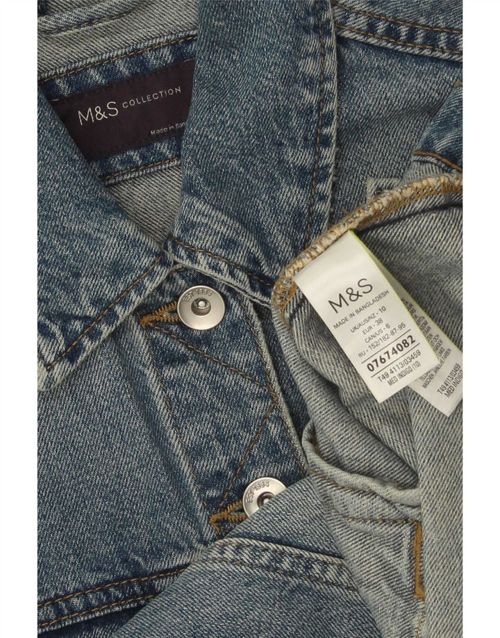 Marks & Spencer Veste en jean pour femme UK 10 Petit coton bleu