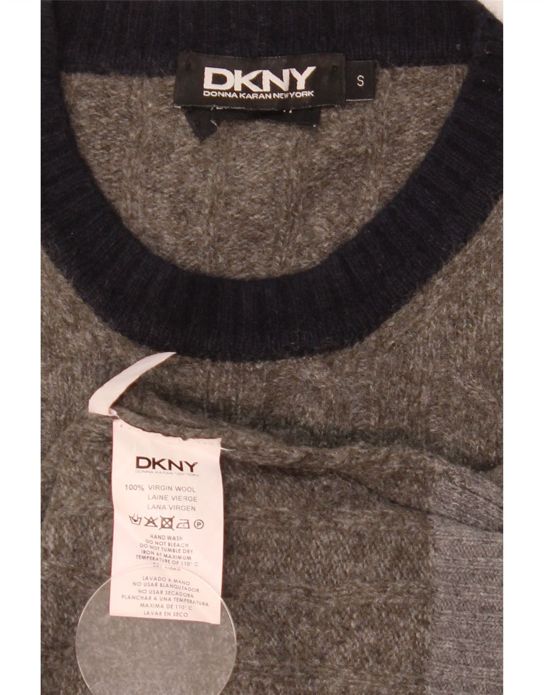 Dkny Pull à col rond pour homme en laine color block gris petit
