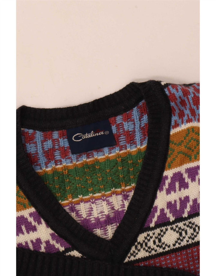 Catalina Pull col V pour homme Petit motif géométrique multicolore