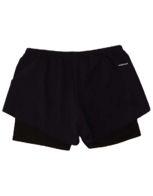 Adidas Womens Aeroready Sport Shorts UK 12/14 Medium Navy Blue Colourblock
