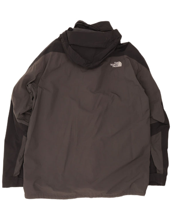 The North Face Veste de pluie à capuche pour homme UK 44 2XL Gris Colorblock Polyester