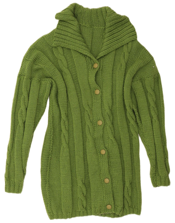 vintage Womens Longline Oversize Cardigan Pull UK 16 Grand Vert