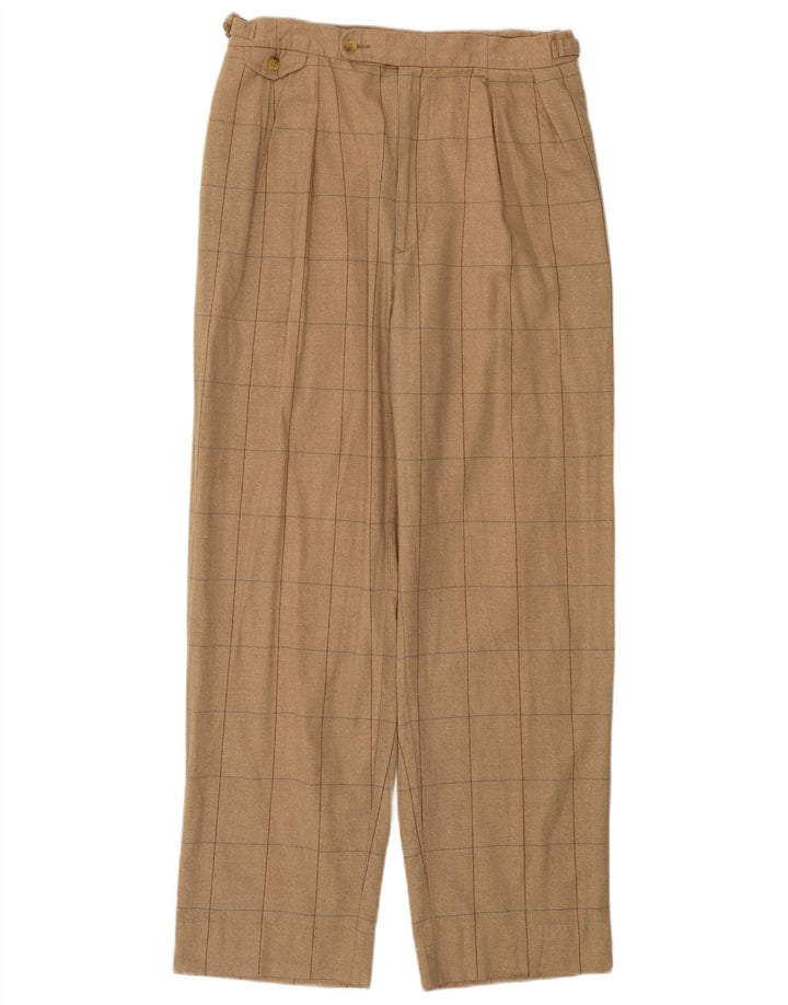 TOMMY HILFIGER Pantalon de Costume Pegged Homme W35 L31 Coton à Carreaux Beige