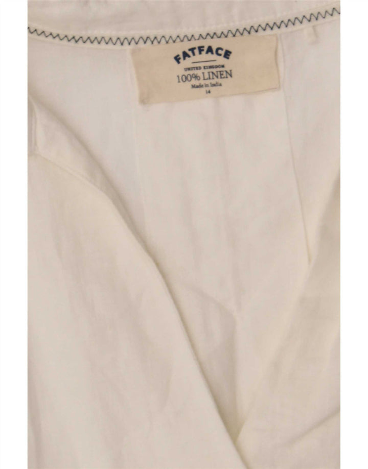 Fat Face Chemise ample pour femme en lin blanc Taille 44