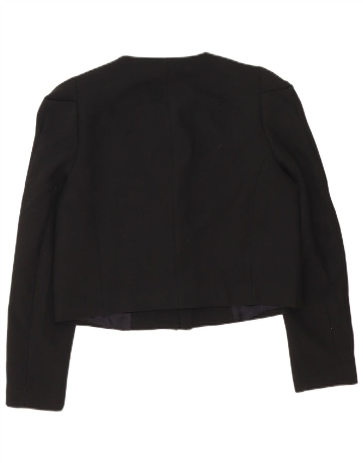 Zara Womens Crop Blazer Veste UK 10 Petit Noir Polyester