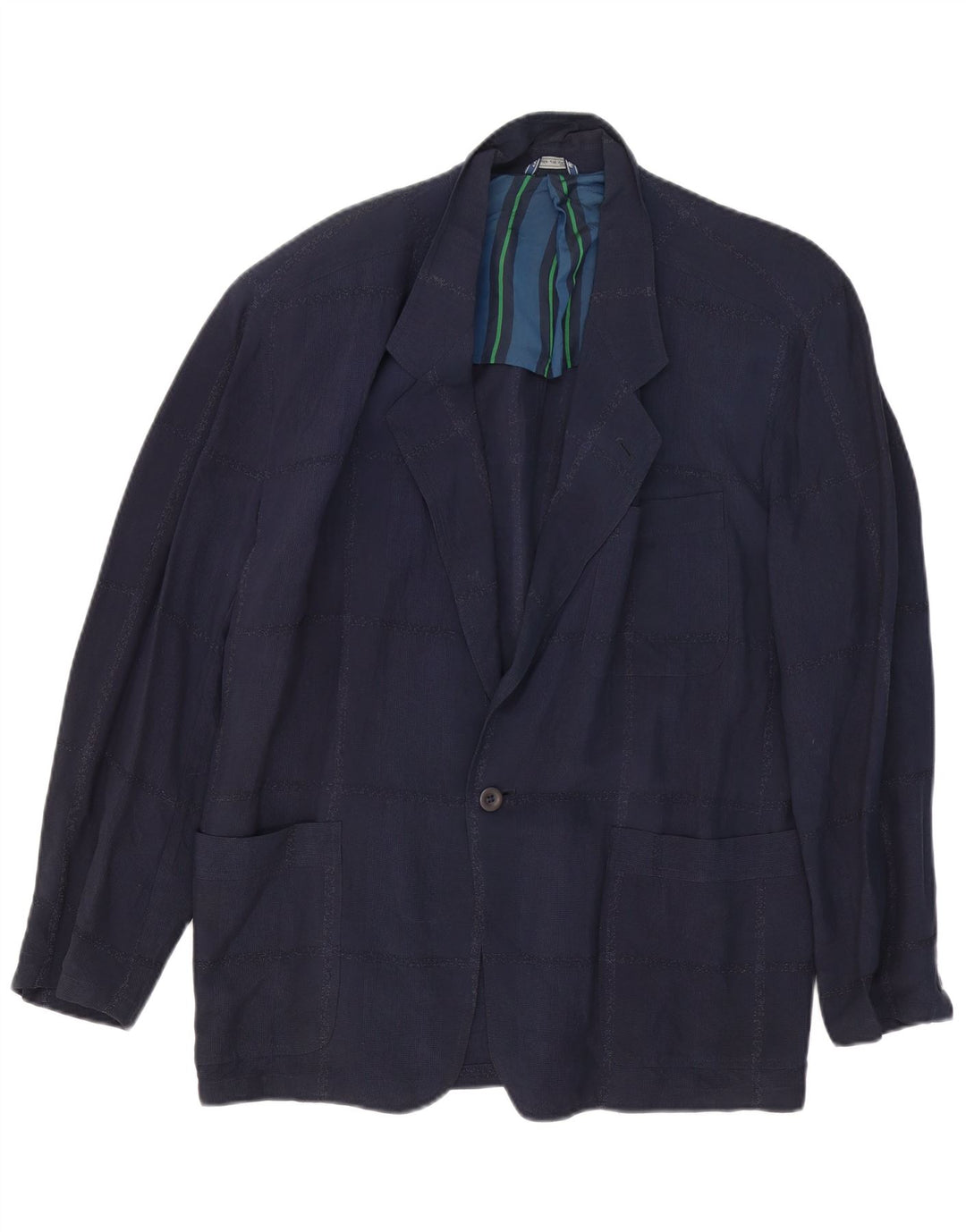 Giorgio Zanella Veste Blazer 1 Bouton Homme IT 46 Petit Carreau Bleu Marine