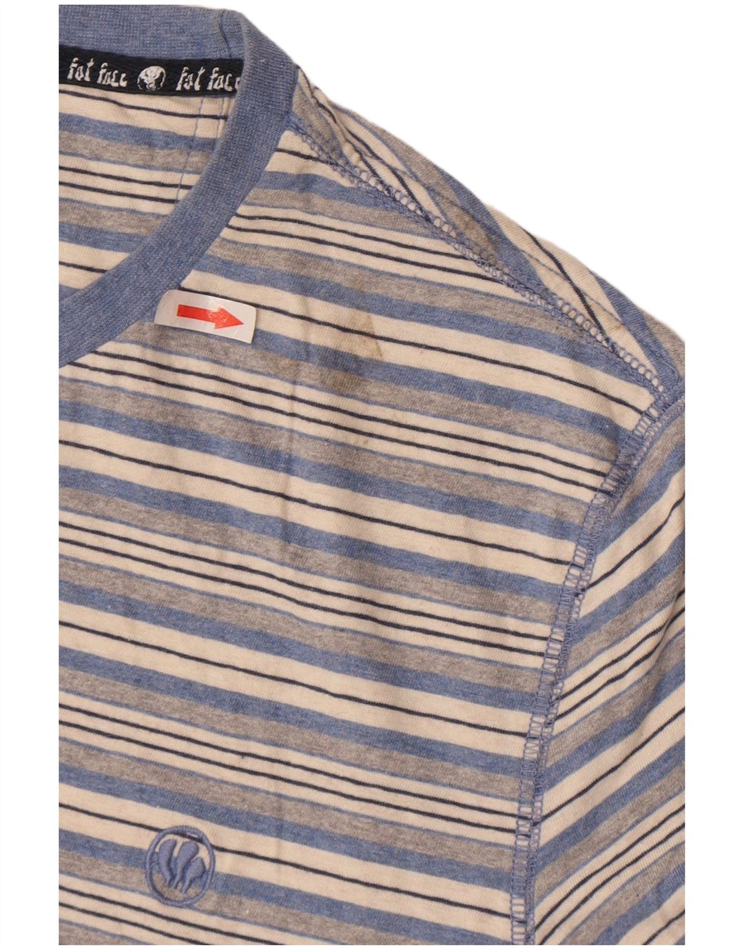 Fat Face T-Shirt Homme Haut Large Bleu Rayé Coton