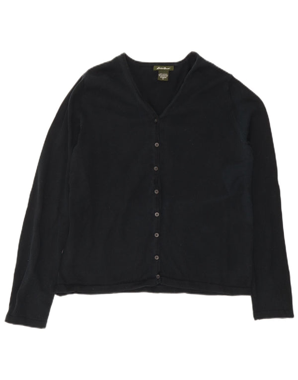 Eddie Bauer Cardigan à col en V pour femme UK 14 en coton bleu marine moyen