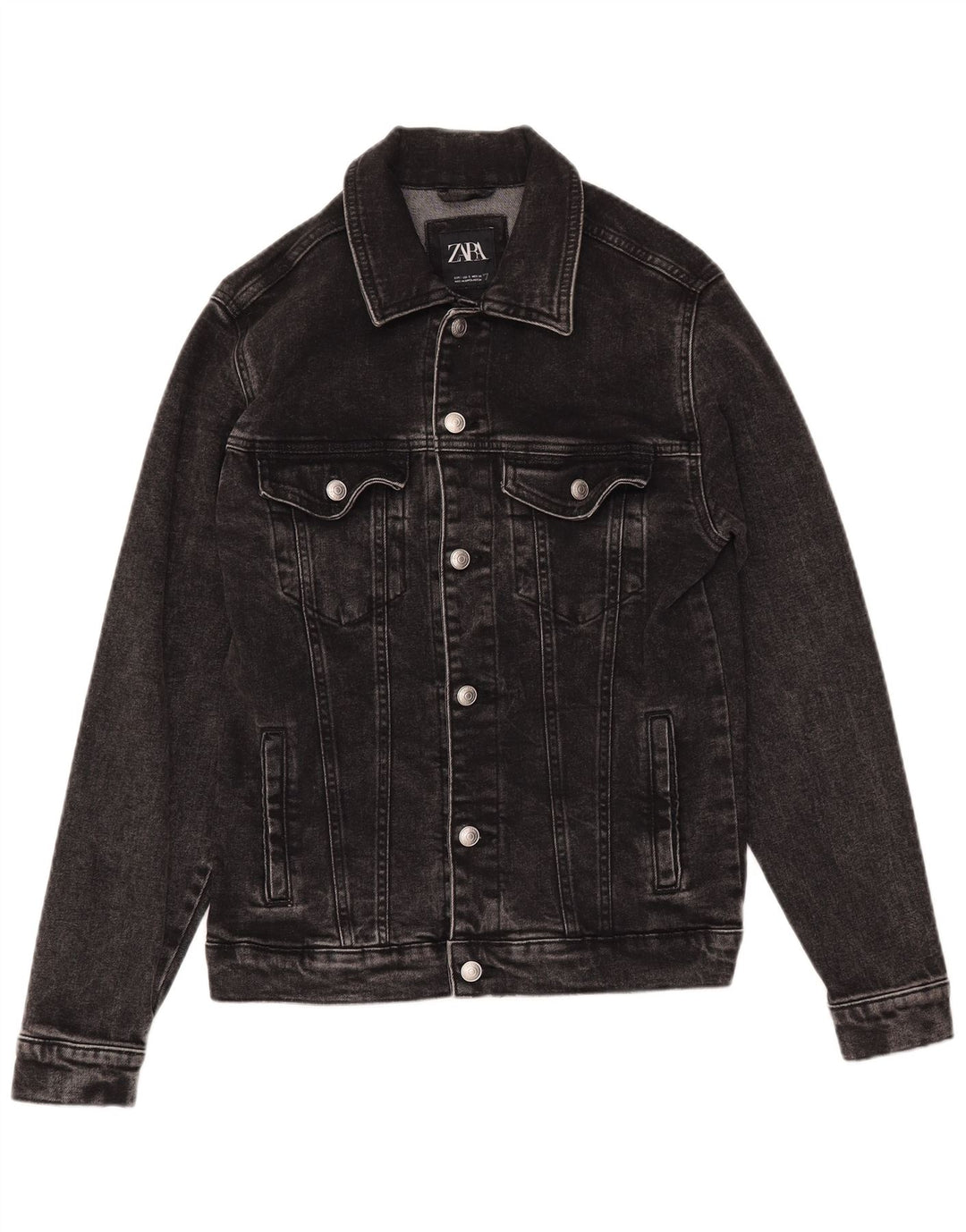 ZARA Veste en jean pour homme UK 36 Petit coton noir